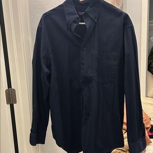 Roundtree & Yorke Dark Blue Casual Button-Down Shirt